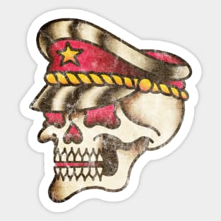 American Traditional Distressed Skull with Cap Sticker